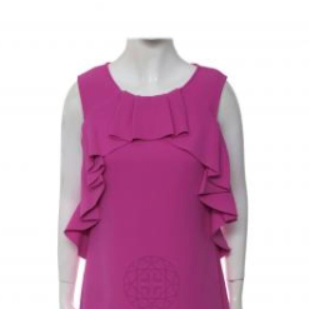 Diane von Furstenberg Magenta Sheer Back Ruffled Dress